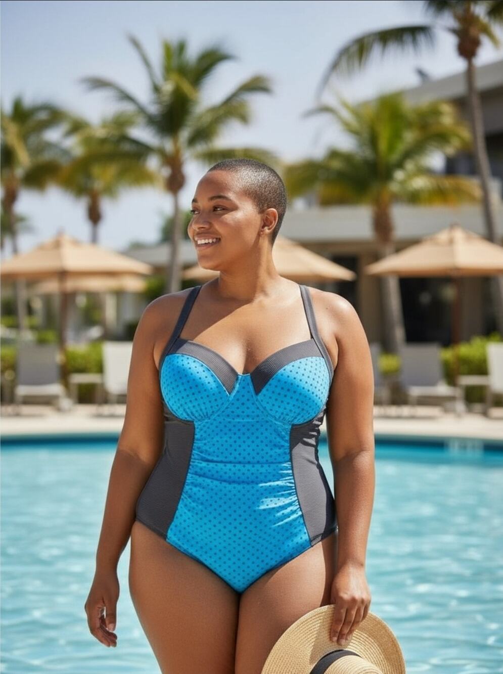 Terra & Sky Womens Teal & Black Underwire One Piece Bathing Suit Size 14W